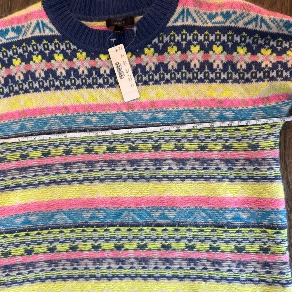 J. Crew Multicolor Fair Isle Patterned Crew Neck Wool Sweater NWT